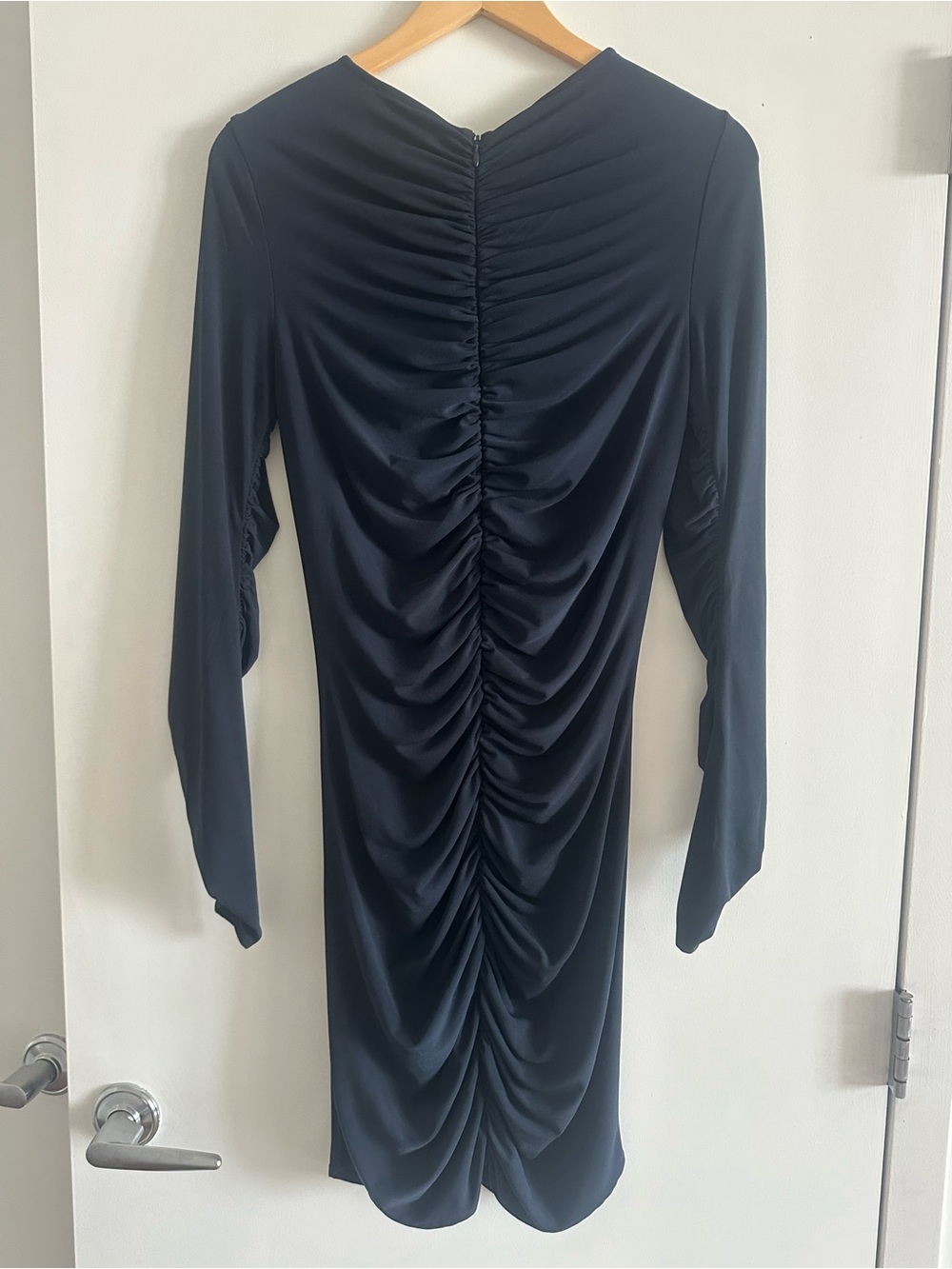 Reiss Harriet Ruffle-Front Dress Navy - Picture 8 of 9
